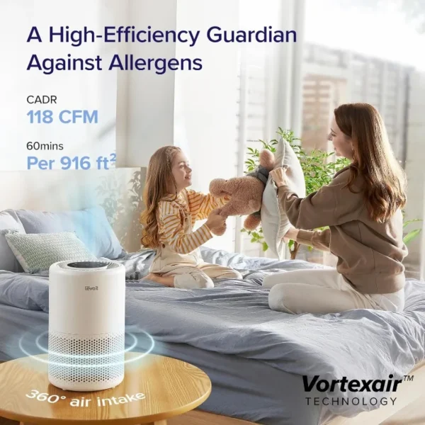 Home Bedroom Air Purifier, Smart WiFi Alexa Control, Coverage up to 916 Square Feet, 3-in-1 Filter, 24dB Quiet Bedroom - Image 2