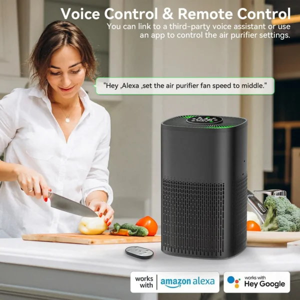APP Control Portable Air Purifiers Desktop Mini UV Home Air Cleaner Hepa Filter Air Purifier - Image 6