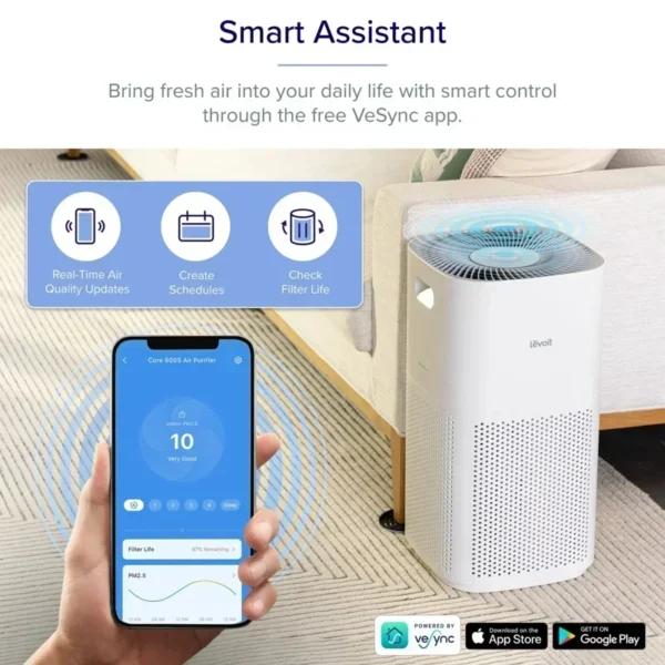D2BLEVOIT Air Purifiers for Large Room,Covers Up to 3175 Sq. Ft,Smart WiFi and PM2.5 Monitor,3in1 Filter Captures Particles - Image 4