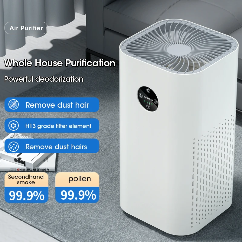 Smart Air Purifier for Home Allergies Pets Hair in Bedroom H13 True HEPA Filter Filtration System Cleaner Odor Eliminators