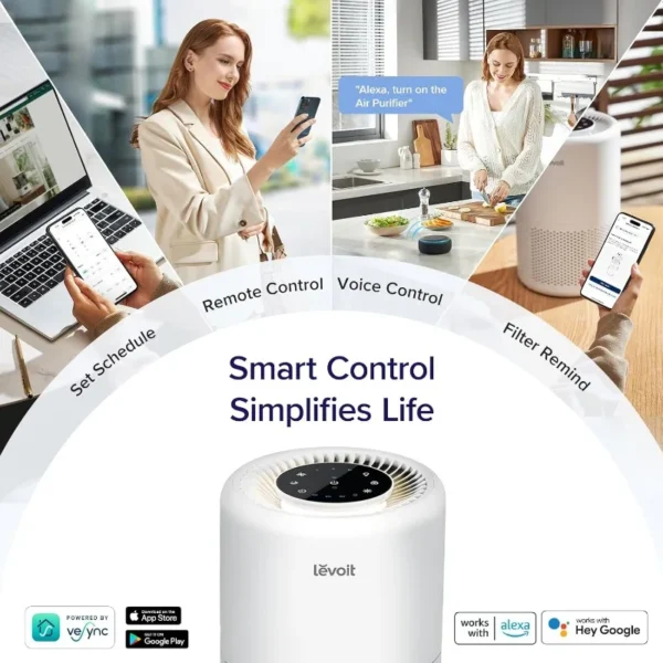 Home Bedroom Air Purifier, Smart WiFi Alexa Control, Coverage up to 916 Square Feet, 3-in-1 Filter, 24dB Quiet Bedroom - Image 5