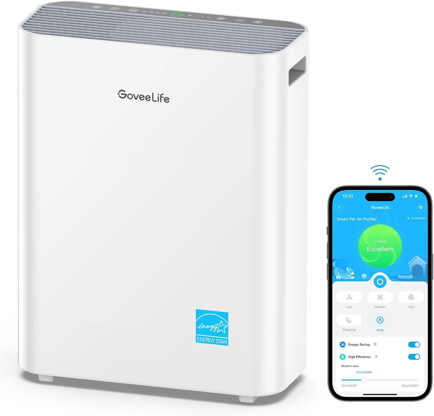 Govee Life Smart Air Purifiers For Home Large Room, H13 True Hepa Air Purifiers For Pets With Pm2.5 Sensor, Washable Pre-Filter