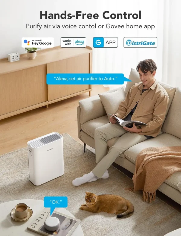Govee Life Smart Air Purifiers For Home Large Room, H13 True Hepa Air Purifiers For Pets With Pm2.5 Sensor, Washable Pre-Filter - Image 3